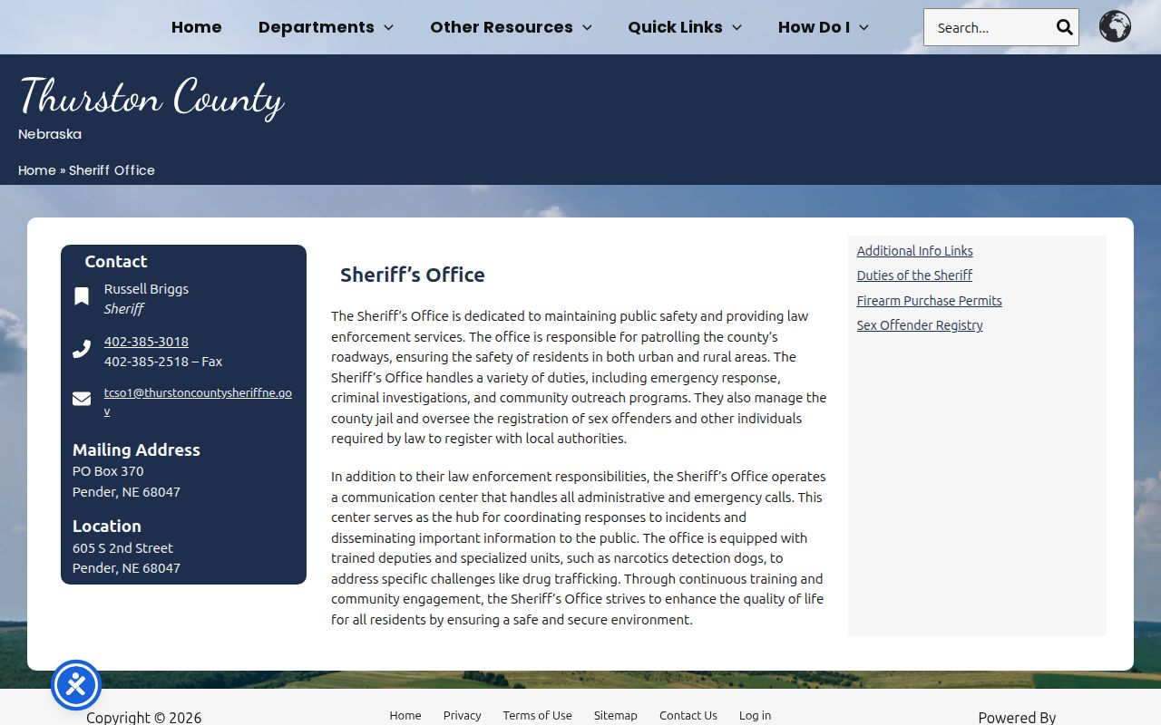 Thurston County booking records source on the official sheriff office page